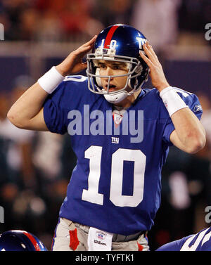 New York Giants quaterback #10 Eli Manning. The New York Giants defeated  the Washington Redskins 23-17 at Giants Stadium in Rutherford, New Jersey.  (Credit Image: © Anthony Gruppuso/Southcreek Global/ZUMApress.com Stock  Photo 