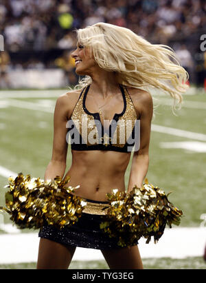 A member of the New Orleans Saintsations dance team entertains the crowd at the Mercedes-Benz Superdome during the New Orleans Saints-Miami Dolphins game in New Orleans, Louisiana on September 30, 2013.    UPI/A.J. Sisco Stock Photo