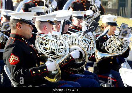 Members of the US Marine Corps color guard band preform during the 200th aneversity of the Battle of New Orleans, at the Chalmette Battlefield, Thursday, January 8, 2015.  National Park Service photo by A.J. Sisco/UPI Stock Photo