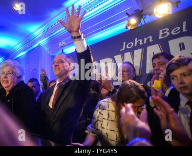 Louisiana Democratic gubernatorial candidate John Bel Edwards speaks to supporters election night at the Hotel Monteleone in New Orleans November 21, 2015.  Photo by Veronica Dominach/UPI Stock Photo