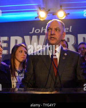 Louisiana Democratic gubernatorial candidate John Bel Edwards speaks to supporters election night at the Hotel Monteleone in New Orleans November 21, 2015.  Photo by Veronica Dominach/UPI Stock Photo