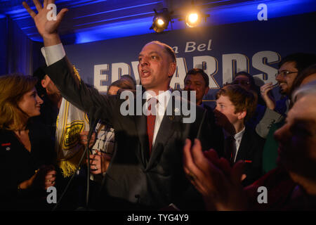 Louisiana Democratic gubernatorial candidate John Bel Edwards speaks to supporters election night at the Hotel Monteleone in New Orleans November 21, 2015.  Photo by Veronica Dominach/UPI Stock Photo