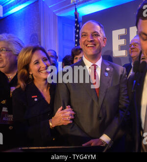 Louisiana Democratic gubernatorial candidate John Bel Edwards speaks to supporters election night at the Hotel Monteleone in New Orleans November 21, 2015.  Photo by Veronica Dominach/UPI Stock Photo