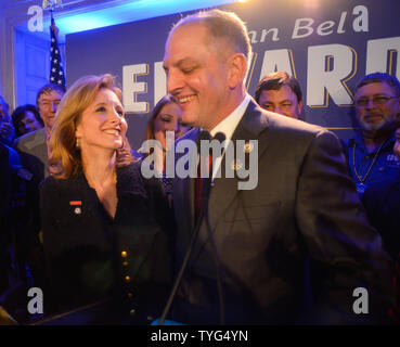 Louisiana Democratic gubernatorial candidate John Bel Edwards speaks to supporters election night at the Hotel Monteleone in New Orleans November 21, 2015.  Photo by Veronica Dominach/UPI Stock Photo