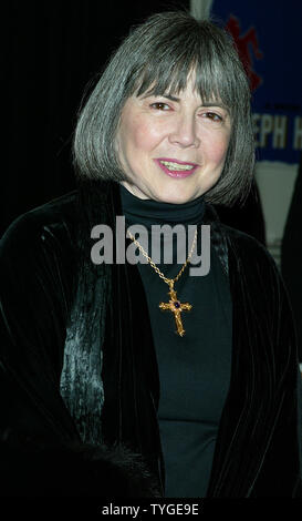 Anne Rice signs copies of her new book 'Blood Canticle' at Barnes & Noble in New York on October 30, 2003.   (UPI/LAURA CAVANAUGH Stock Photo