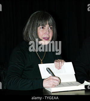 Anne Rice signs copies of her new book 'Blood Canticle' at Barnes & Noble in New York on October 30, 2003.   (UPI/LAURA CAVANAUGH Stock Photo