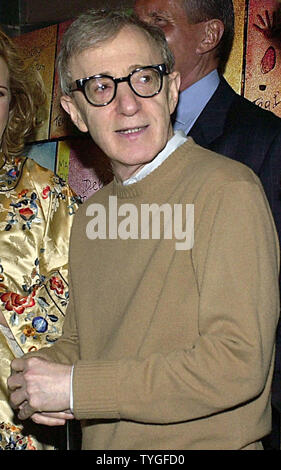 Academy Award winning film director-actor Woody Allen shown in this April 2002 file photo says that his next project will be a film about the 1972 New Year's day robbery of the Pierre Hotel in New York City. Allen will not direct but only act in the film hopefully with actor John Cusack.  (UPI/Ezio Petersen) Stock Photo