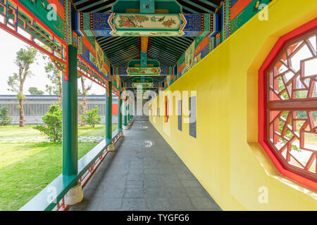 Chinese Corridor in Confucius Temple in Suixi, Guangdong Stock Photo