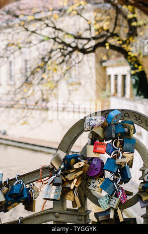 Lovers Locks on the bridge in Prague, Czech Republic. Stock Photo