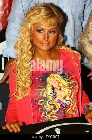 Actress/heir Paris Hilton attends the Sept. 9, 2004 New York launch for her book 'Confessions of an Heiress'  at Times Square Virgin Store.  (UPI Photo/Ezio Petersen) Stock Photo