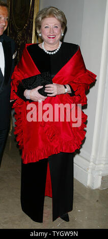 Barbara Taylor Bradford poses for pictures at the Living Landmarks Celebration 2004 at the Plaza Hotel in New York on November 3, 2004.  (UPI Photo/Laura Cavanaugh) Stock Photo