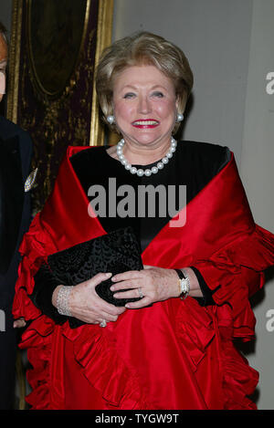 Barbara Taylor Bradford poses for pictures at the Living Landmarks Celebration 2004 at the Plaza Hotel in New York on November 3, 2004.  (UPI Photo/Laura Cavanaugh) Stock Photo