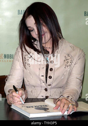 Priscilla Presley, wife of the late Elvis Presley appears at New York's Barnes and Noble bookstore on May 13, 2005 for promotional book and companion CD launch of 'Elvis By The Presleys'  (UPI Photo/Laura Cavanaugh) Stock Photo