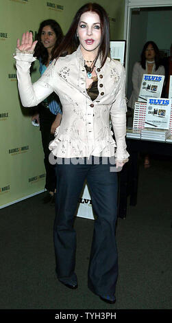 Priscilla Presley, wife of the late Elvis Presley appears at New York's Barnes and Noble bookstore on May 13, 2005 for promotional book and companion CD launch of 'Elvis By The Presleys'  (UPI Photo/Laura Cavanaugh) Stock Photo