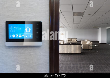 smart screen with smart home and modern living room Stock Photo