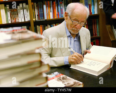 Actor Eli Wallach autographs his new book 'The Good, the Bad and Me' at a book store on June 21, 2005 in New York City. The Brooklyn-born native, well know for his role in the Clint Eastwood film 'The Good, the Bad and the Ugly' has written a memoir about his life as a stage and movie actor. (UPI Photo/Monika Graff)