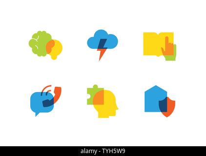 Business and safety - flat design style icons set Stock Vector