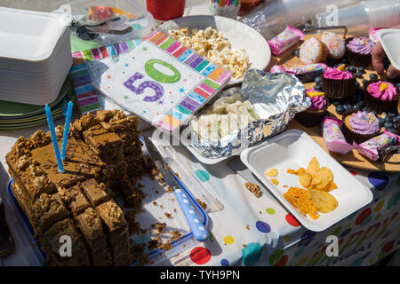 London, UK. 26 June, 2019. Cakes in Westminster for the 50th birthday of noted anti-Brexit campaigner Steve Bray of SODEM (Stand of Defiance European Movement). Credit: Mark Kerrison/Alamy Live News Stock Photo