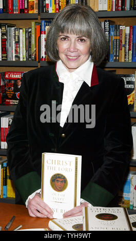 Anne Rice signs copies of her new book 'Christ the Lord' at Posman's Bookstore at Grand Central Station in New York on November 1, 2005.   (UPI Photo/Laura Cavanaugh) Stock Photo