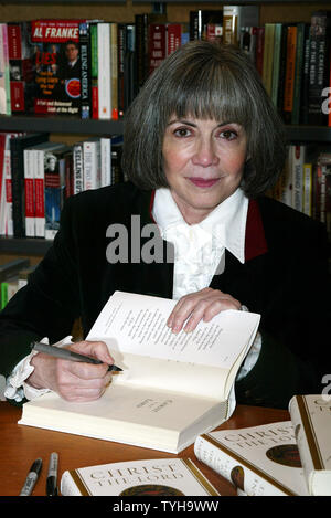 Anne Rice signs copies of her new book 'Christ the Lord' at Posman's Bookstore at Grand Central Station in New York on November 1, 2005.   (UPI Photo/Laura Cavanaugh) Stock Photo