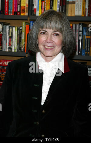 Anne Rice signs copies of her new book 'Christ the Lord' at Posman's Bookstore at Grand Central Station in New York on November 1, 2005.   (UPI Photo/Laura Cavanaugh) Stock Photo