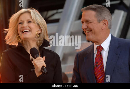 WABC tv Good Morning America hosts Diane Sawyer and Charles Gibson (shown on 5/26/06) years of partnership will soon end.Gibson takes over as permanent anchor for 'World News Tonight' on May 29,2006 and will pull double duty on the am and pm side of the clock until June 30,2006.Gibson takes over for Bob Woodruff and Elizabeth Vargas who stepped down due to injuries in Iraq and maternity leave. (UPI Photo/Ezio Petersen) Stock Photo