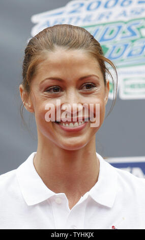 Shannon Elizabeth arrives for pictures during Arthur Ashe Kids Day  in Queens, NY on August 26, 2006.  (UPI Photo/John Angelillo) Stock Photo