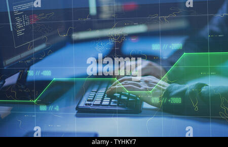hacker using computer virus for cyber attack Stock Photo