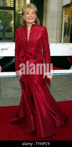 Barbara Walters arrives for the season opening of the Metropolitan Opera and the performance of 'Madama Butterfly'  at Lincoln Center in New York on September 25, 2006.  (UPI Photo/Laura Cavanaugh) Stock Photo