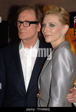 Actress Cate  Blanchett and her film co-star Bill Nighy  arrive for the New York premiere of their new film 'Notes on a Scandal' on December 18, 2006.    (UPI Photo/Ezio Petersen) Stock Photo