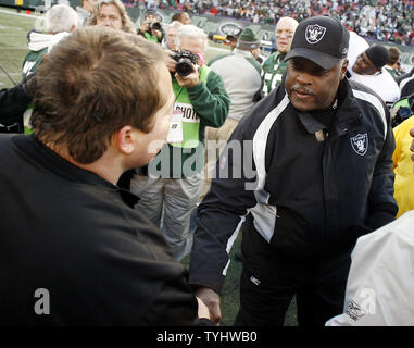 Oakland Raiders head coach Art Shell watches the game from the sidelines in  the first quarter at Giants Stadium in East Rutherford, New Jersey on  December 31, 2006. (UPI Photo/John Angelillo Stock