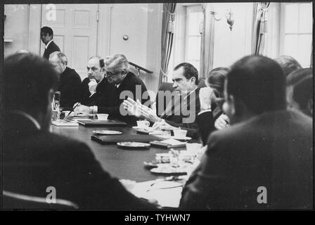 Richard M Nixon In A Cabinet Meeting Scope And Content Pictured