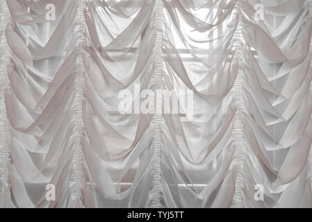 White Curtains as Interior of Luxury Hall Background or Fabric Texture Stock Photo