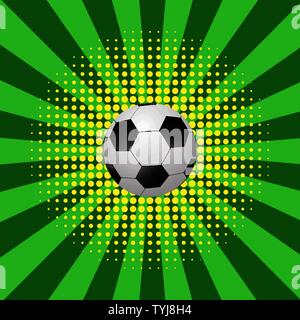 Football Ball Icon on Halftone Green Yellow Background Stock Vector