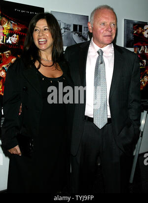 Anthony Hopkins and wife Stella Arroyave arrive at the premiere of 'Slipstream' at the Museum of Modern Art in New York on October 18, 2007.  (UPI Photo/Laura Cavanaugh) Stock Photo