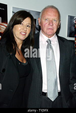 Anthony Hopkins and wife Stella Arroyave arrive at the premiere of 'Slipstream' at the Museum of Modern Art in New York on October 18, 2007.  (UPI Photo/Laura Cavanaugh) Stock Photo