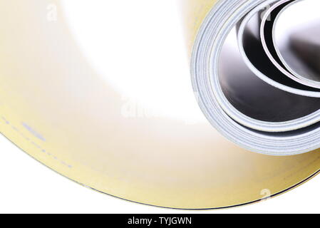 Macro view of book pages isolated on white background Stock Photo