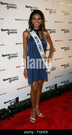Miss USA, Crystle Stewart, arrives on the red carpet at the Sports Museum of America opening night gala in New York City on May 6, 2008.    (UPI Photo/John Angelillo)   . Stock Photo