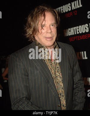 Actor Mickey Rourke arrives for the New York premiere of the film 'Righteous Kill' on September 10, 2008.  (UPI Photo/Ezio Petersen) Stock Photo