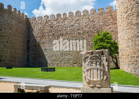 Walls surrounding Spanish city of Avila landscape turrets Stock Photo
