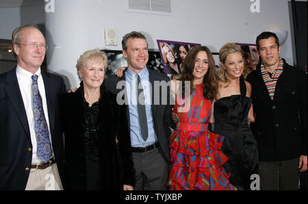 Cast members (L-R) William Hurt, Glenn Close, Tate Donovan, Rose Byrne, Anastasia Griffith and Timothy Olyphant arrive for the premiere of 'Damages' at the DGA Theater in New York on December 13, 2008.   (UPI Photo/Laura Cavanaugh) Stock Photo