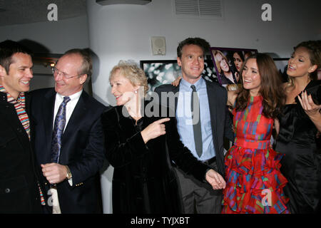 Cast members (L-R) Timothy Olyphant, William Hurt, Glenn Close, Tate Donovan, Rose Byrne and Anastasia Griffith arrive for the premiere of 'Damages' at the DGA Theater in New York on December 13, 2008.   (UPI Photo/Laura Cavanaugh) Stock Photo