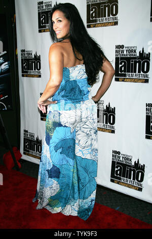 Celines Toribio arrives for the 10th Anniversary of the New York International Latino Film Festival  premiere of 'Fast & The Furious'/'Los Bandoleros' at the School of Visual Arts Theater in New York on July 29, 2009.   (UPI Photo/Laura Cavanaugh) Stock Photo