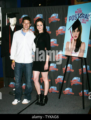 Alexis Bledel and Zach Gilford promote their new movie 'Post Grad' with a memorabilia donation at the Planet Hollywood Times Square in New York on August 20, 2009.       UPI Photo/Laura Cavanaugh Stock Photo