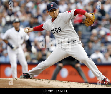 Boston Red Sox starting pitcher Daisuke Matsuzaka throws a pitch in the second inning against the New York Yankees at Yankee Stadium in New York City on September 26, 2009.         UPI/John Angelillo Stock Photo