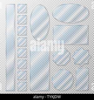 Vector set of glass plates for banner on a transparent background. Stock Vector