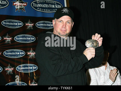 Garth Brooks arrives at a press conference to announce a new charitable partnership between Garth Brooks' Teammates for Kids Foundation and the Professional Bull Riders Association at Madison Square Garden in New York on January 8, 2010.       UPI /Laura Cavanaugh Stock Photo