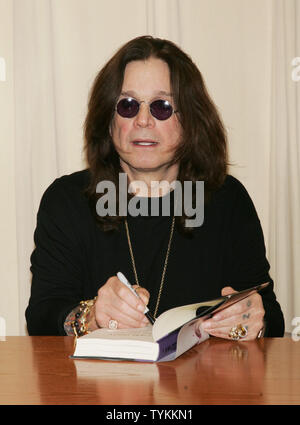 Ozzy Osbourne signs copies of his book 'I Am Ozzy' at Barnes & Noble in New York on January 25, 2010.       UPI /Laura Cavanaugh Stock Photo