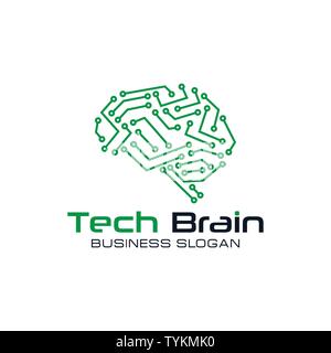 ech Brain Logo design Template Stock Vector