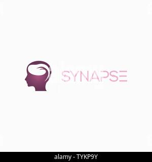 Human brain with leaf logo template Stock Vector